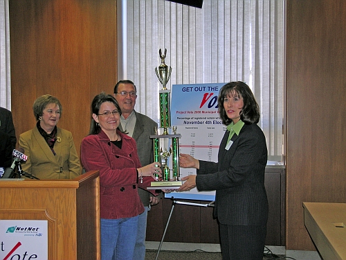 accepting award